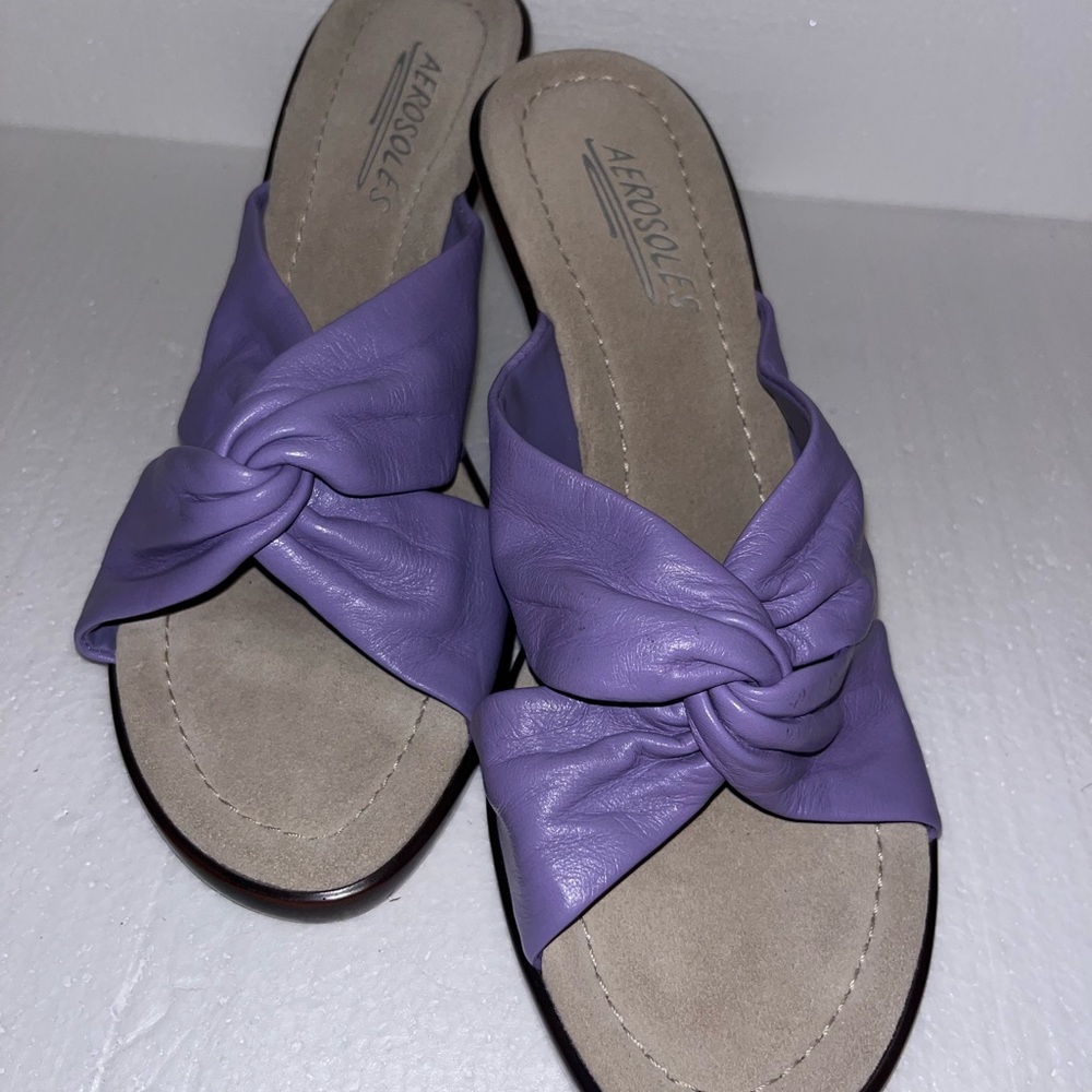 AEROSOLES Purple Twisted Slip-On Sandals